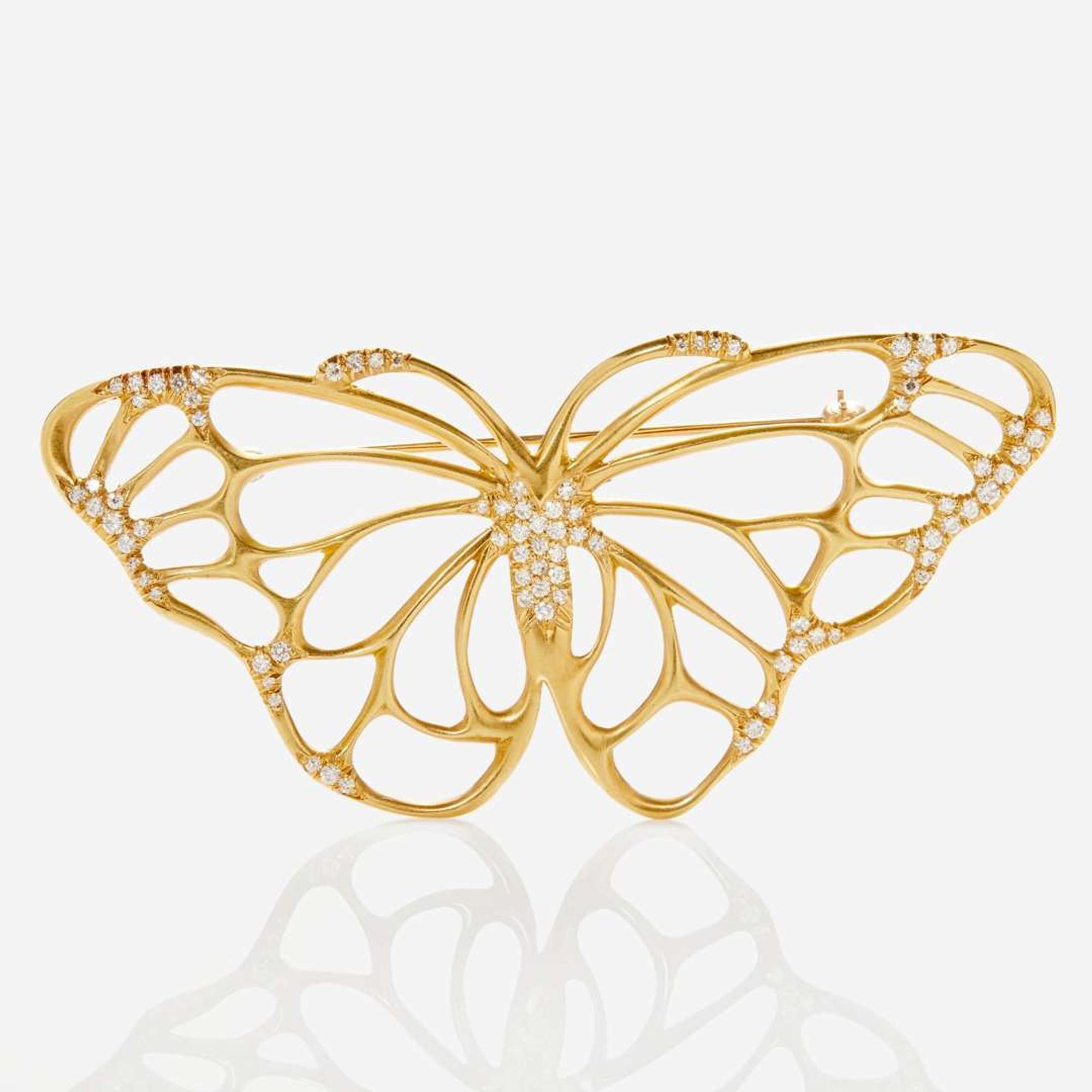 An 18K Yellow Gold and Diamond Angela Cummings Butterfly Brooch Angela Cummings