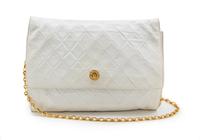 A Chanel White Quilted Leather Flap Bag, 11 1/2 x 9 x 1 1/2 inches.