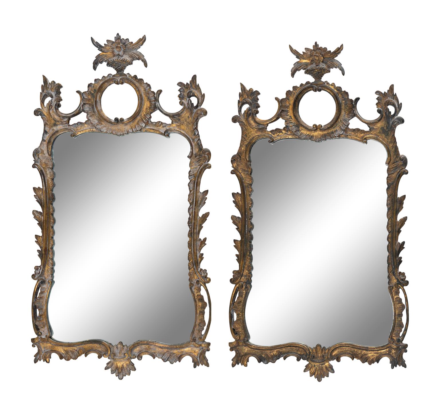 A Pair of Rococo Style Giltwood Mirrors