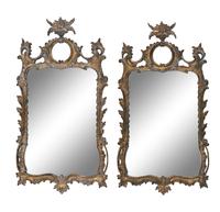 A Pair of Rococo Style Giltwood Mirrors