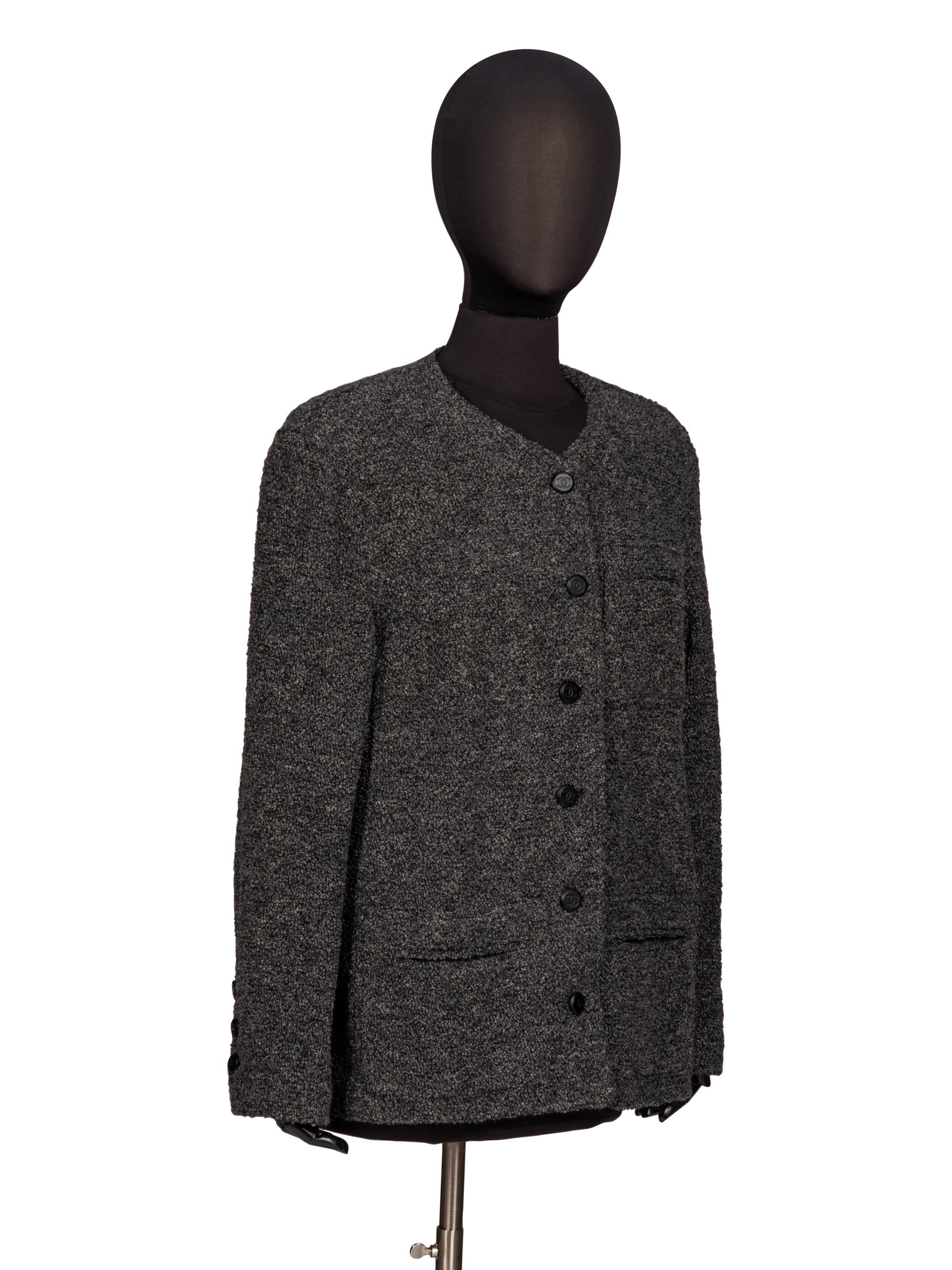 Chanel, Grey Bouclé Tweed Cardigan Jacket