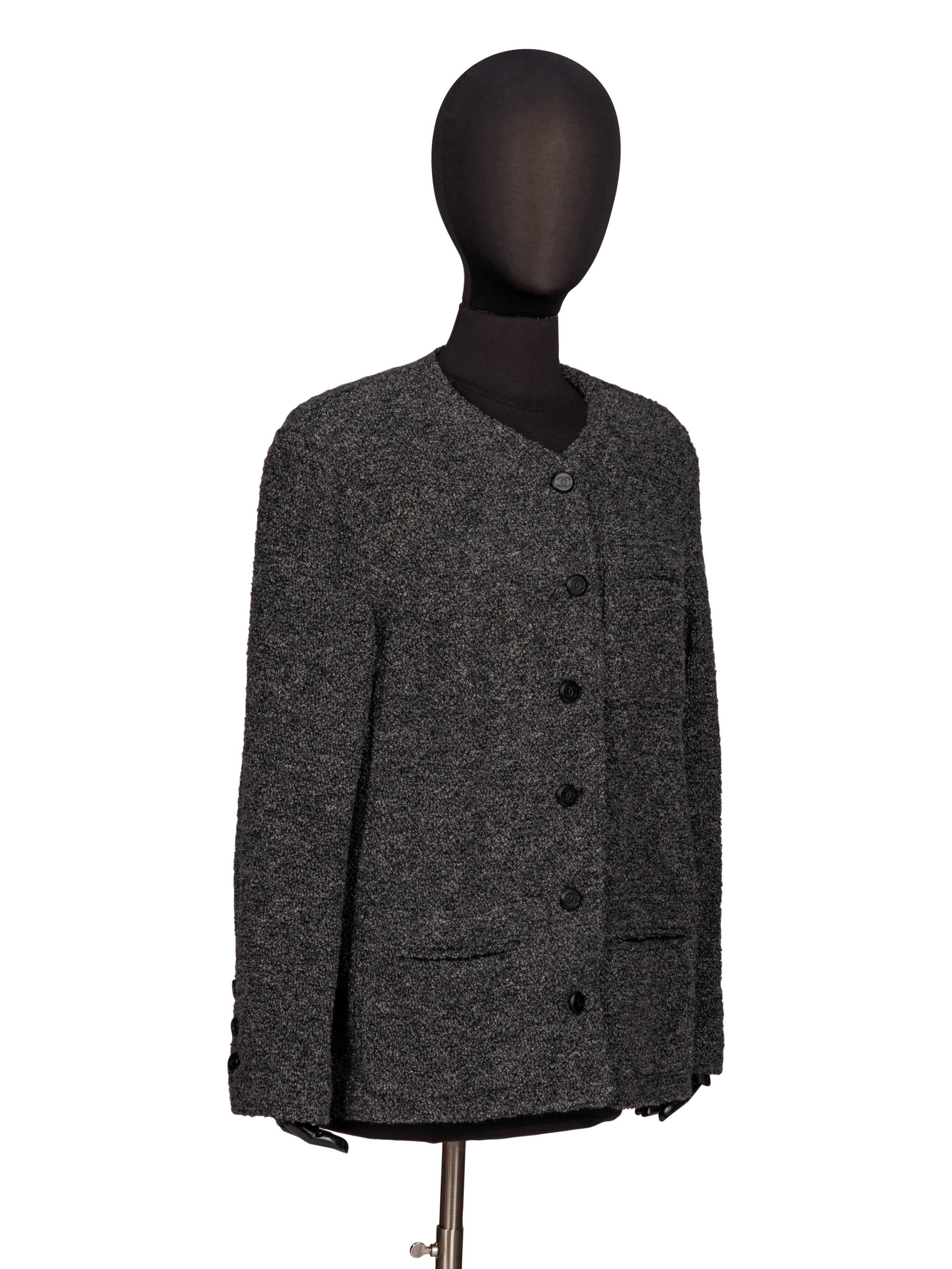Chanel, Grey Bouclé Tweed Cardigan Jacket