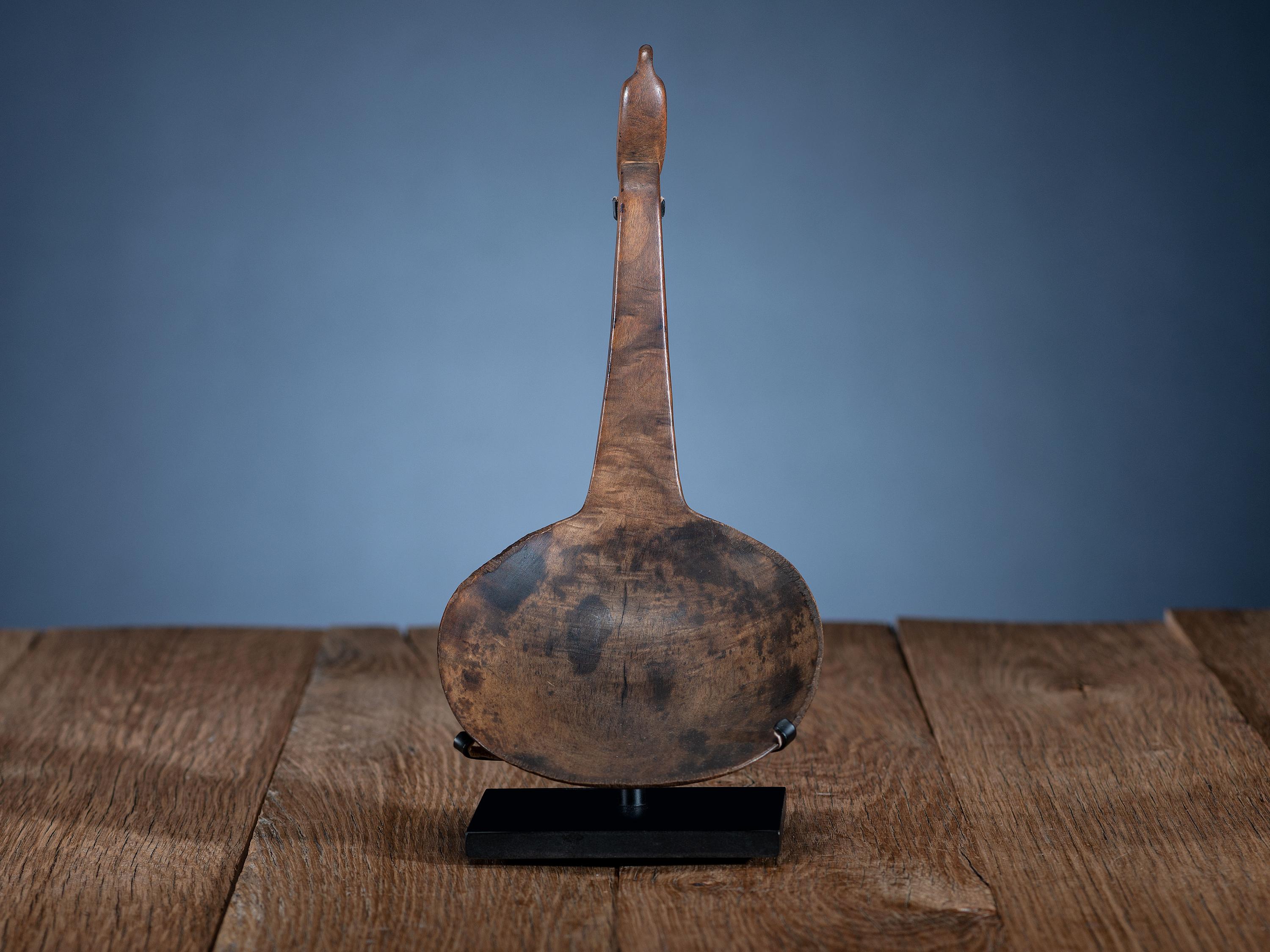 Eastern Woodlands Maple Ladle, with Swan Effigy