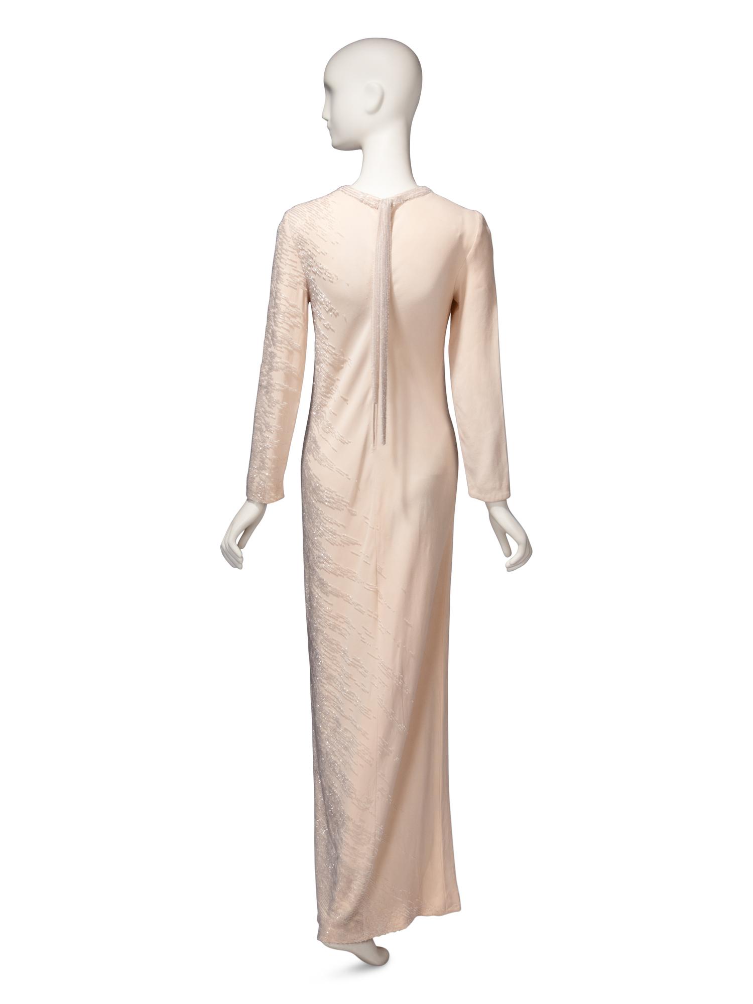 Guy Laroche Haute Couture, Beaded Cream Gown & Ostrich Cape