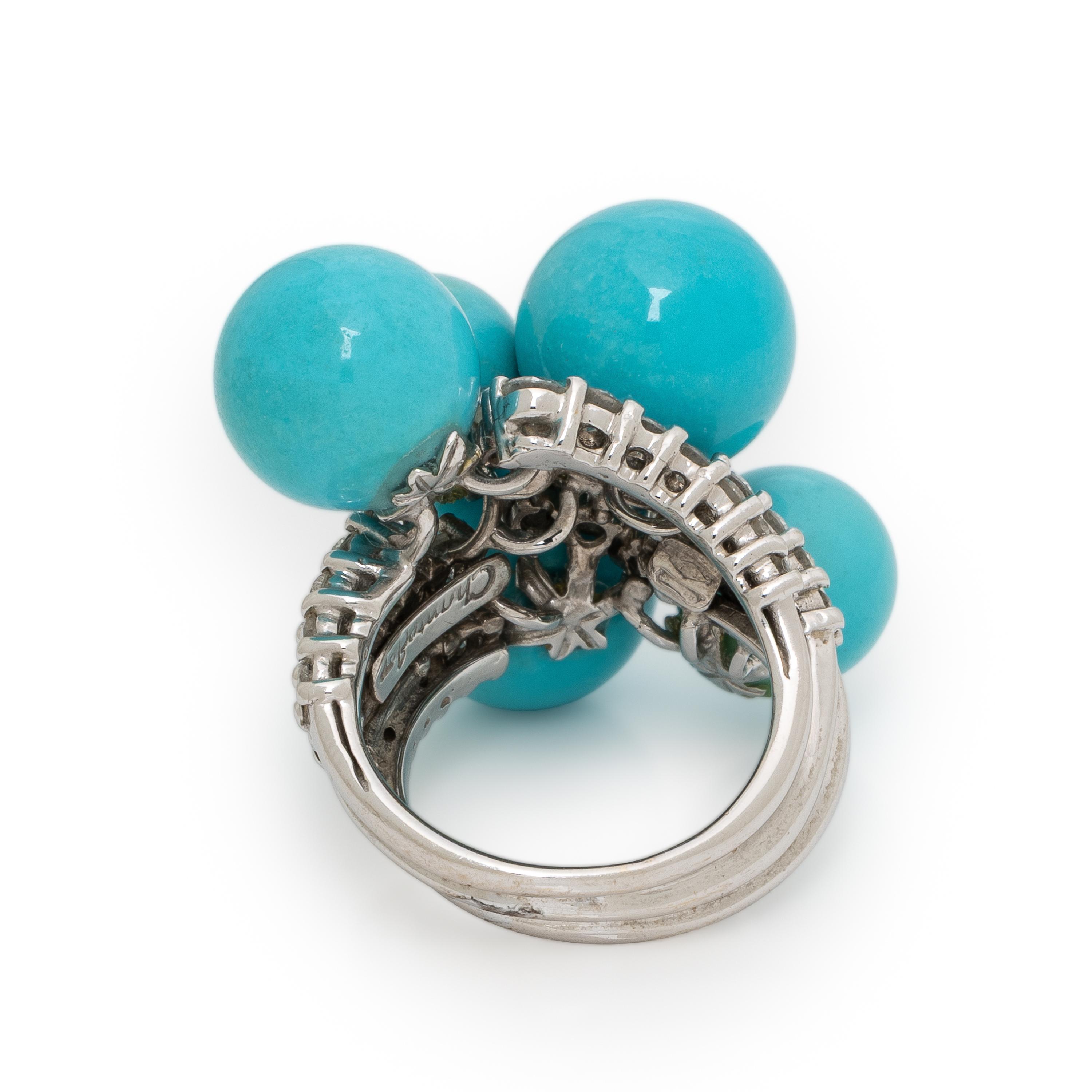 Chantecler, Turquoise, Diamond, and White Gold Ring