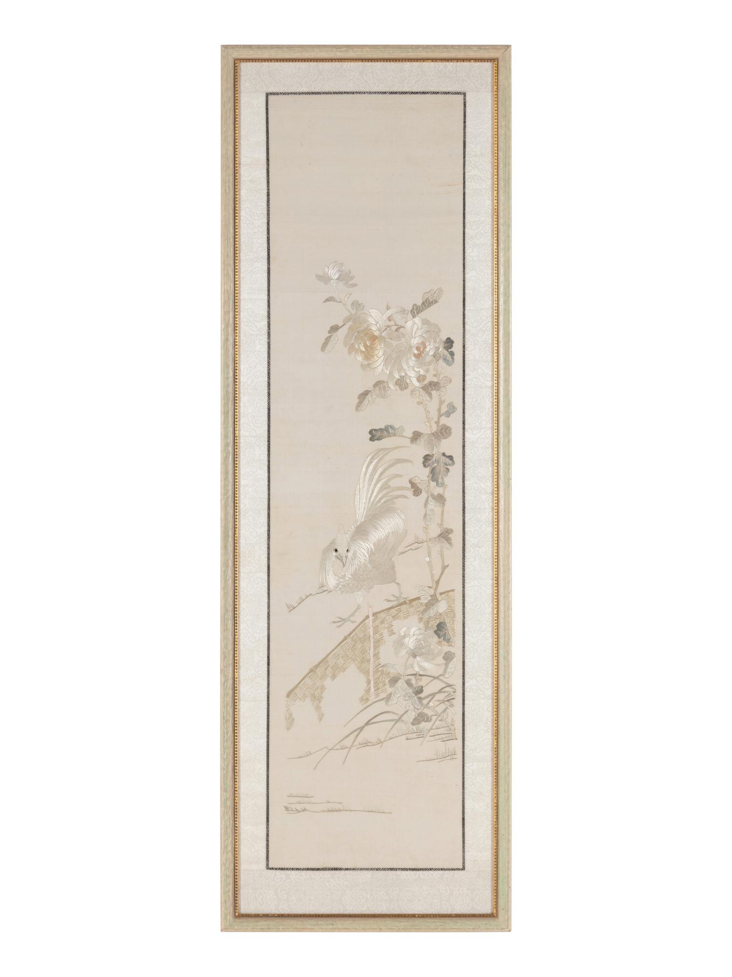 An Embroidered Silk ‘Cockatiel’ Panel