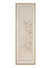 An Embroidered Silk ‘Cockatiel’ Panel