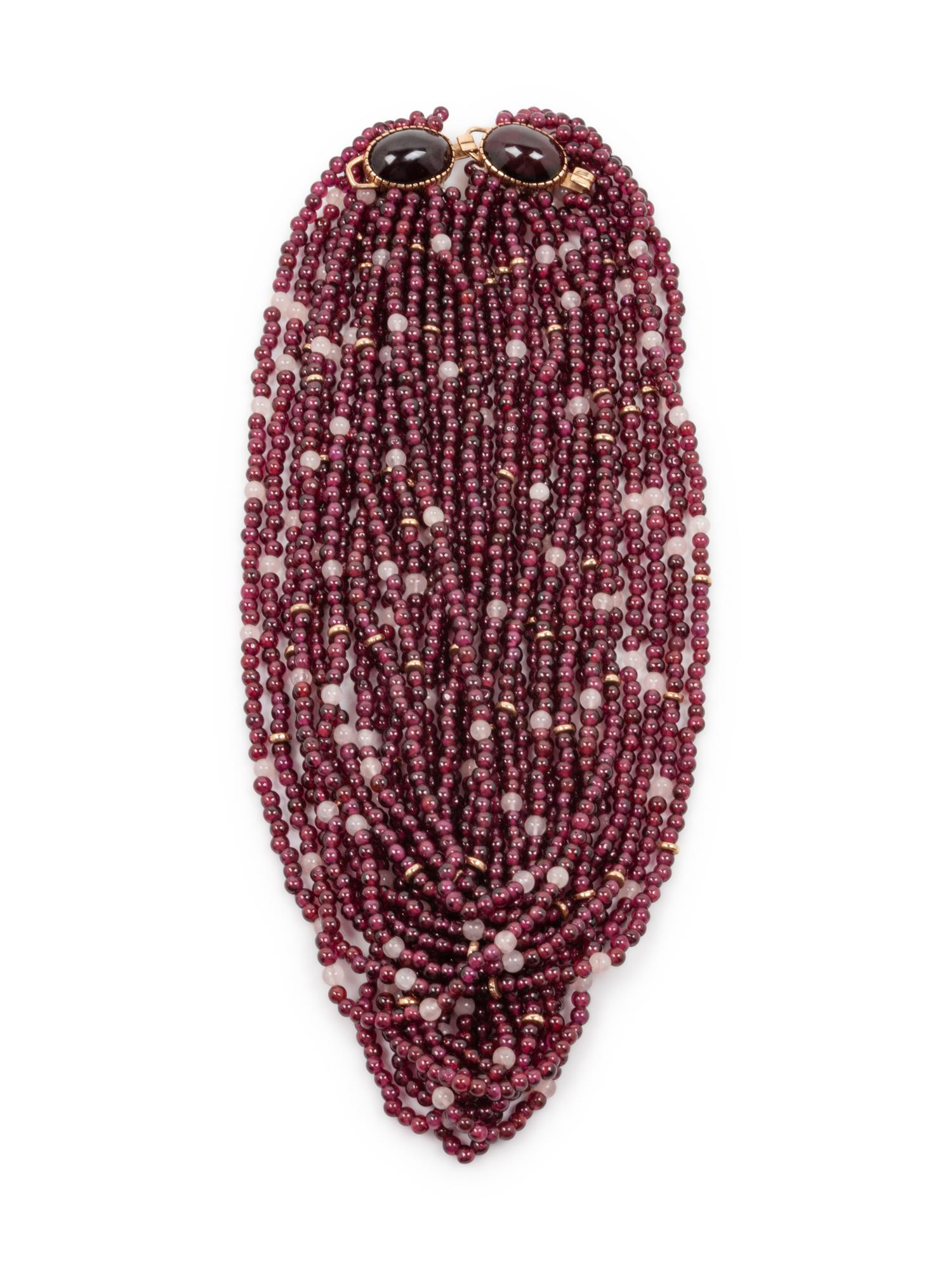 14k Gold and Garnet Multi-Strand Necklace