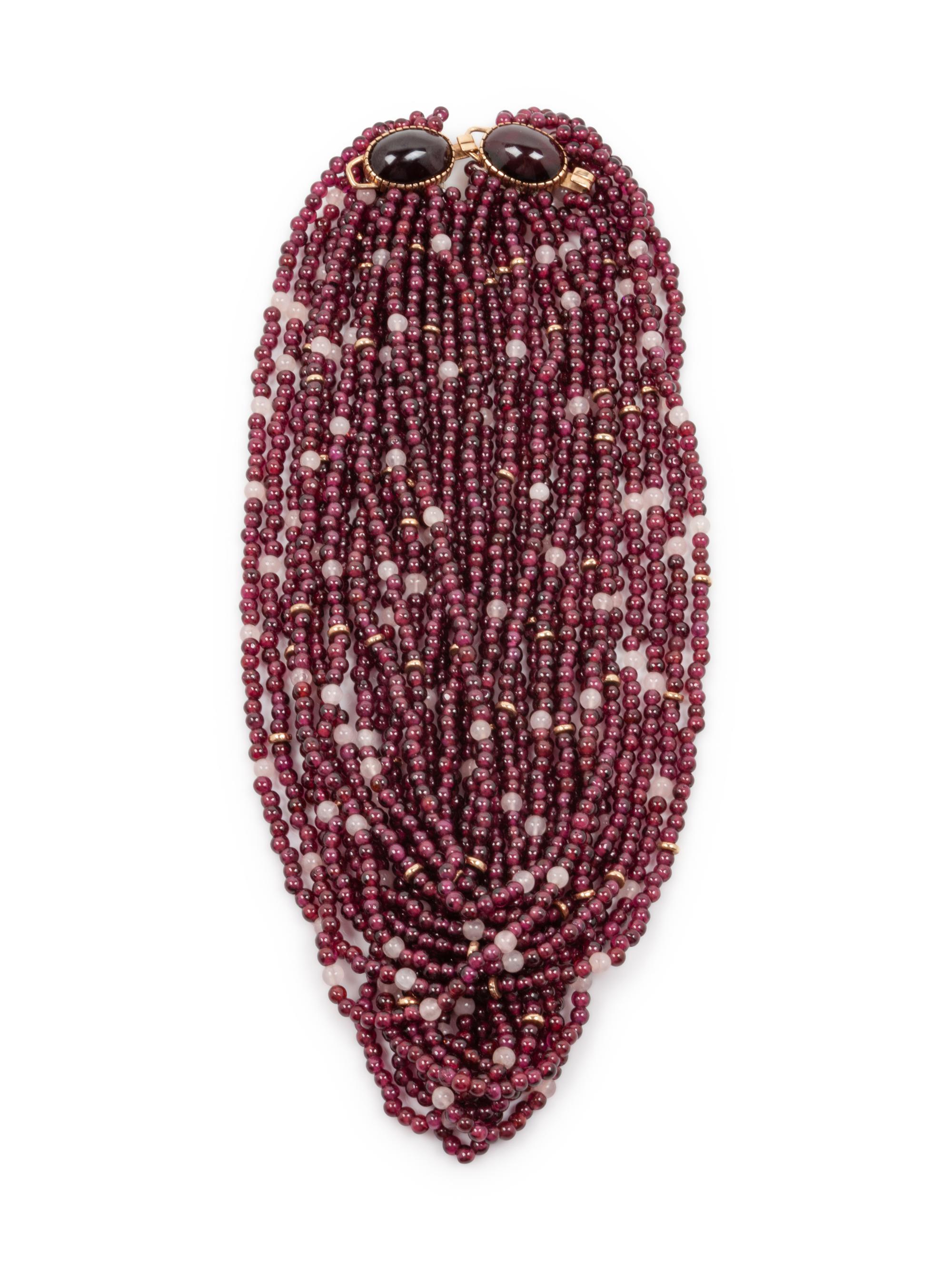 14k Gold and Garnet Multi-Strand Necklace