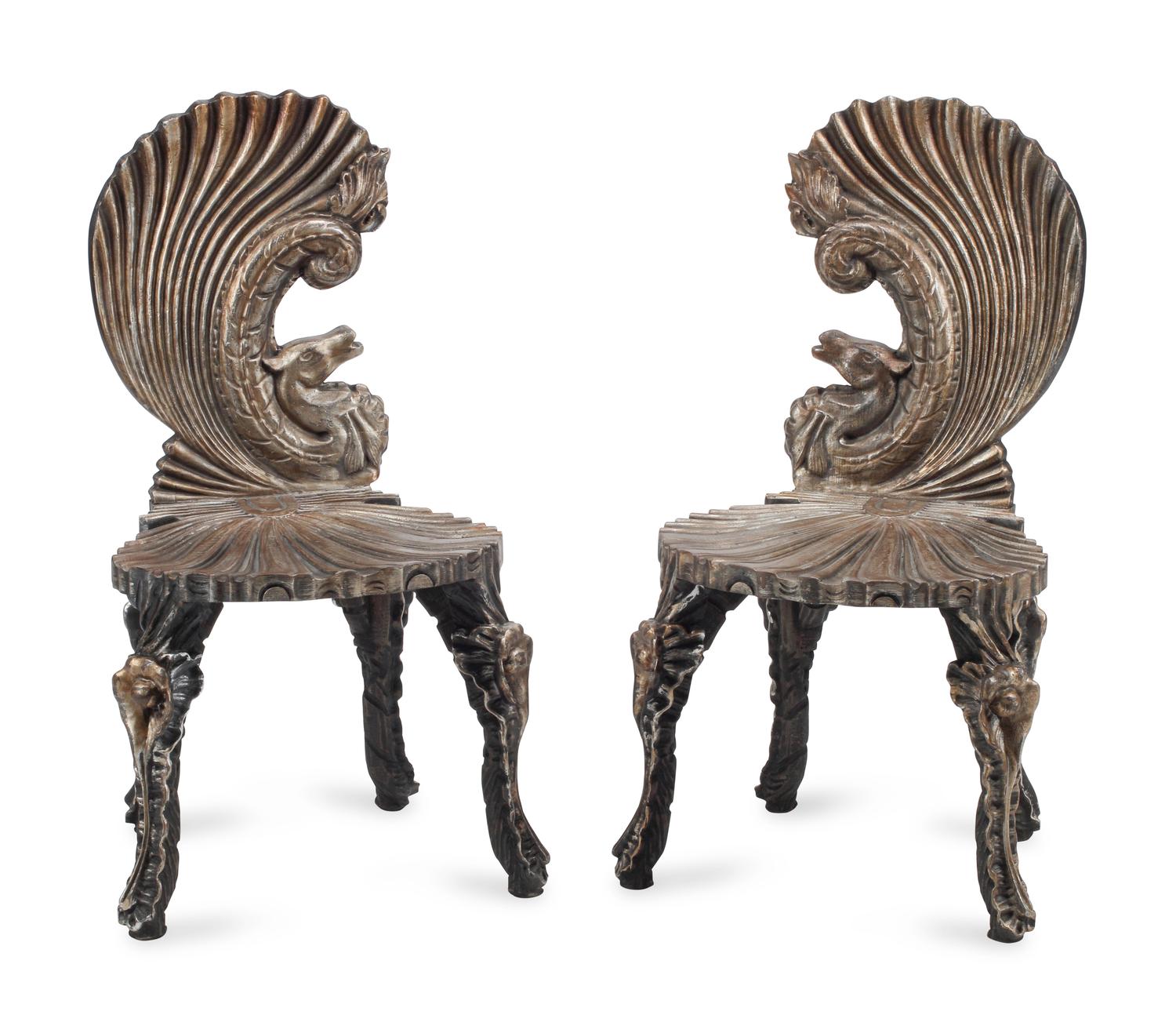 A Pair of Venetian "Grotto" Style Side Chairs
