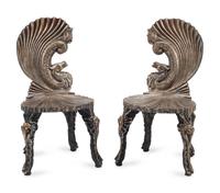 A Pair of Venetian "Grotto" Style Side Chairs