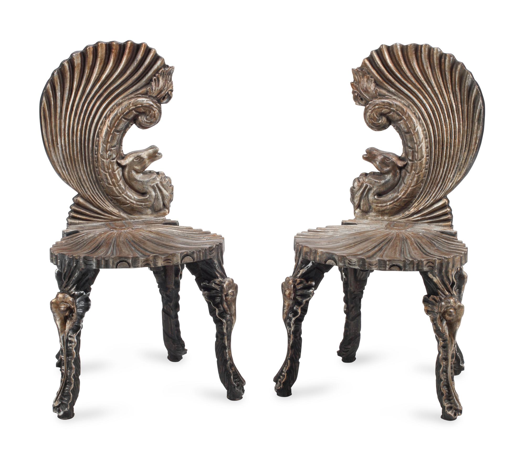 A Pair of Venetian "Grotto" Style Side Chairs