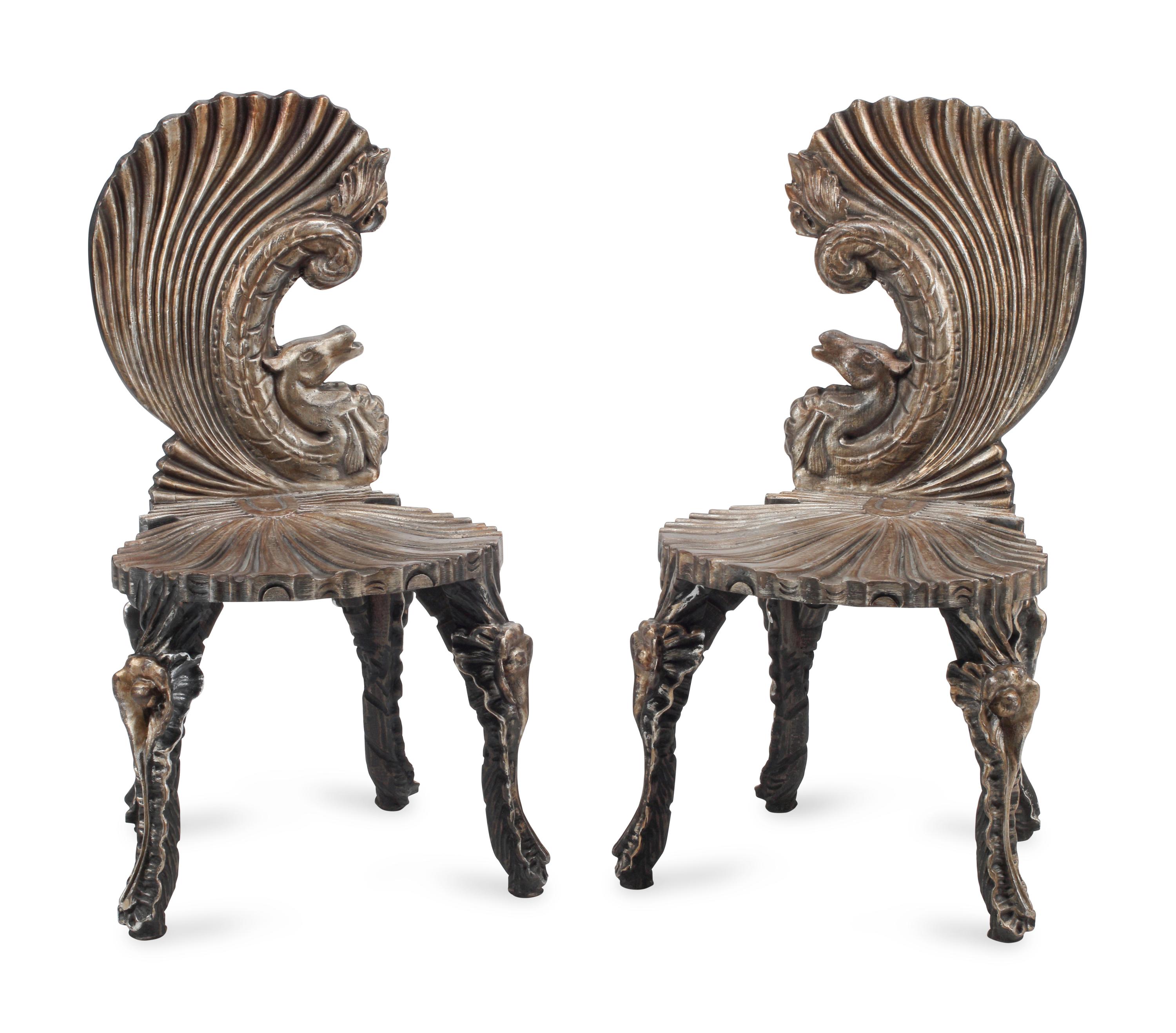 A Pair of Venetian "Grotto" Style Side Chairs