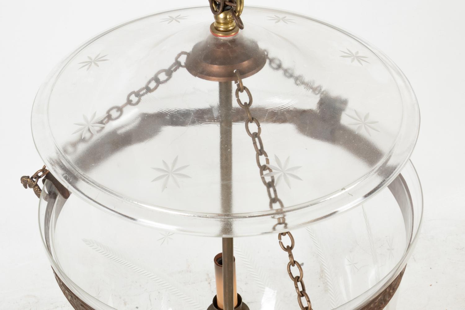 An Empire Style Etched Glass Hall Lantern