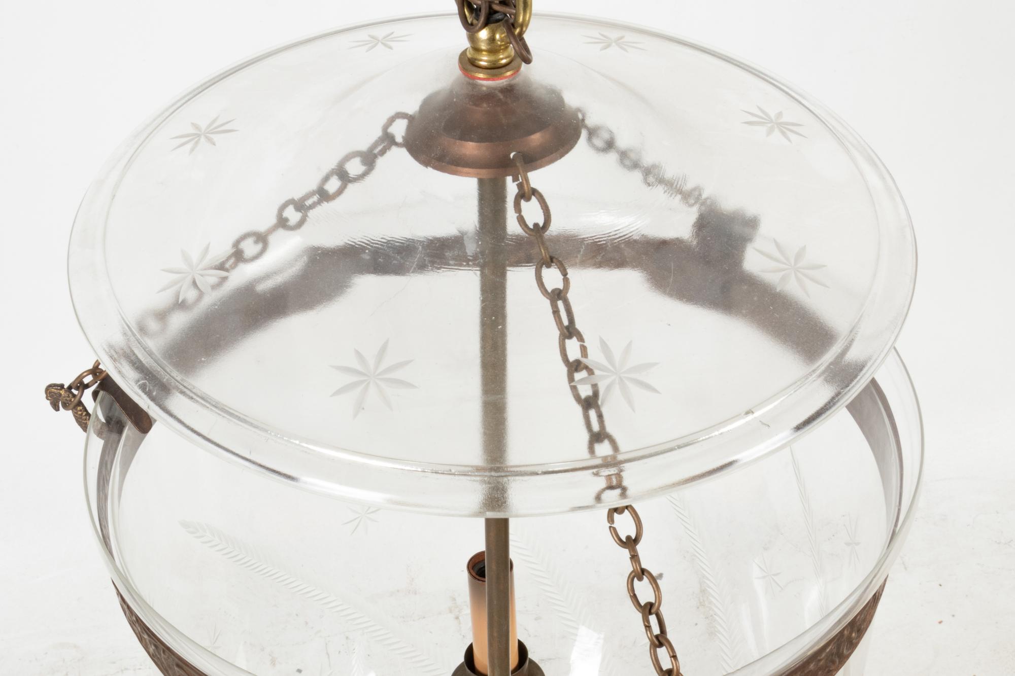 An Empire Style Etched Glass Hall Lantern