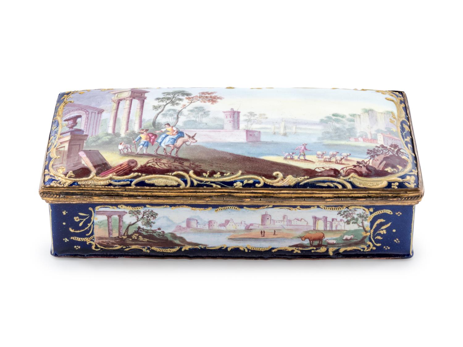 A Limoges Style Parcel Gilt Enamel-on-Copper Writing Box