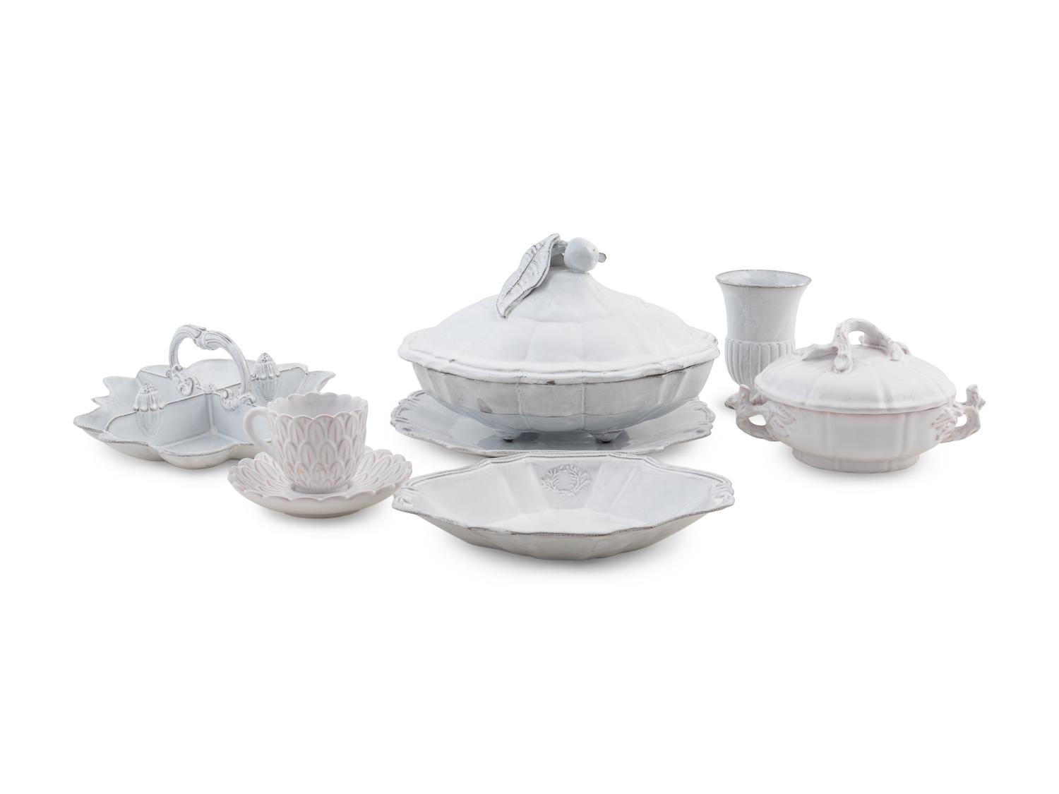 A Group of French White-Glazed Faience Table Articles — 20TH CENTURY