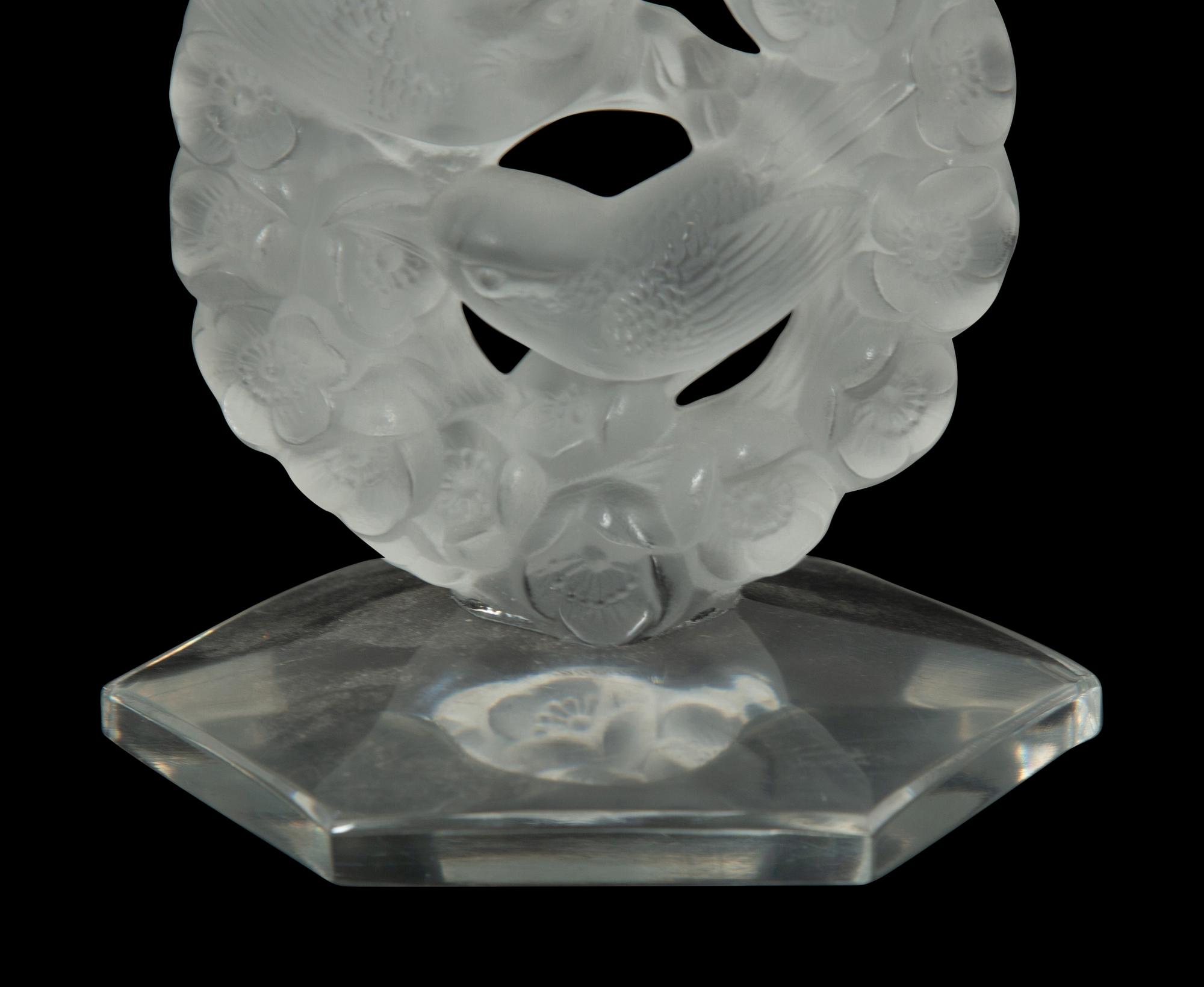 A Pair of Lalique Mesanges Candlesticks
