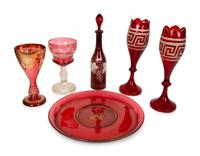 Seven Bohemian and Continental Ruby Glass Articles — EARLY 20TH CENTURY