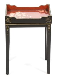 A Regency Ebonized and Gilt Decorated Side Table Height 18 x width 13 x depth 9 1/2 inches. — 20TH CENTURY