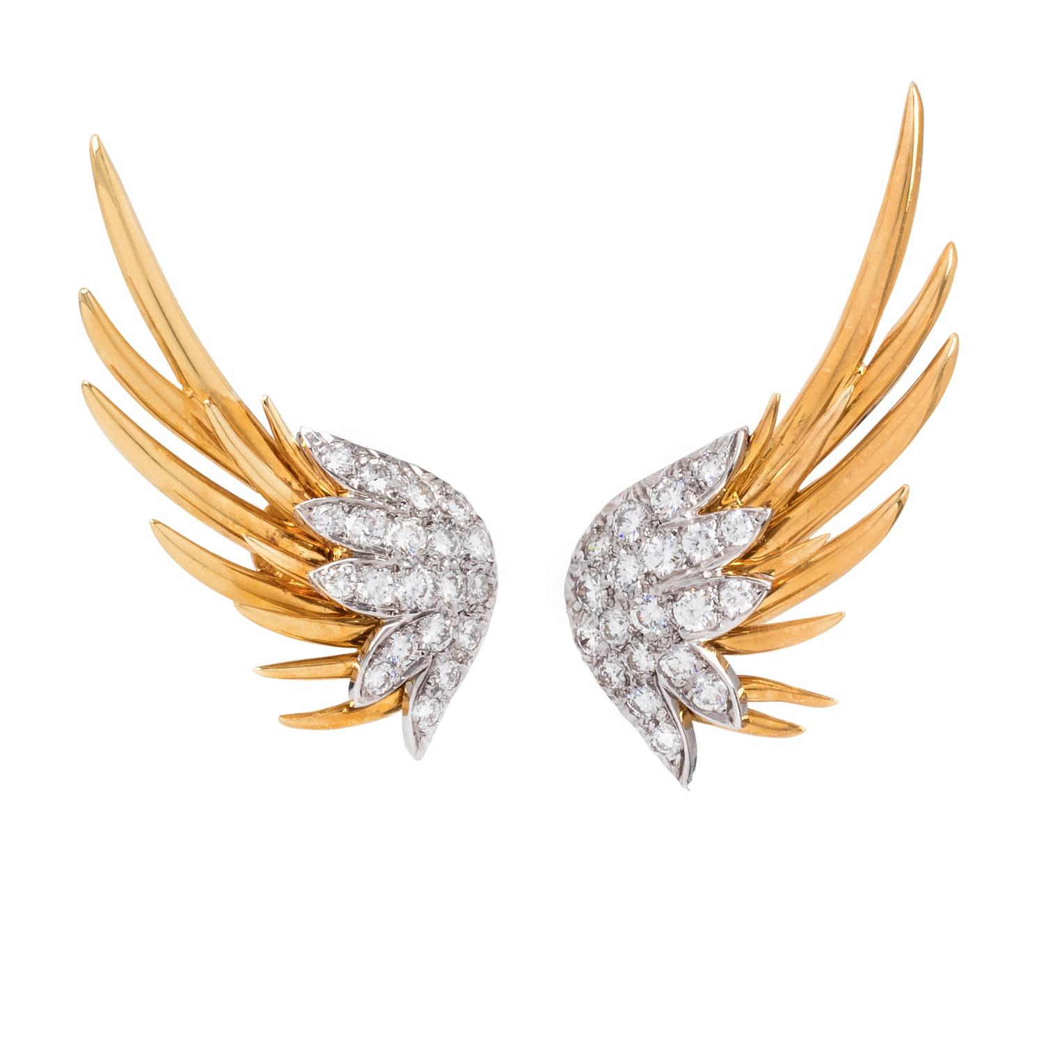 YELLOW GOLD AND DIAMOND EARCLIPS