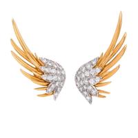 YELLOW GOLD AND DIAMOND EARCLIPS