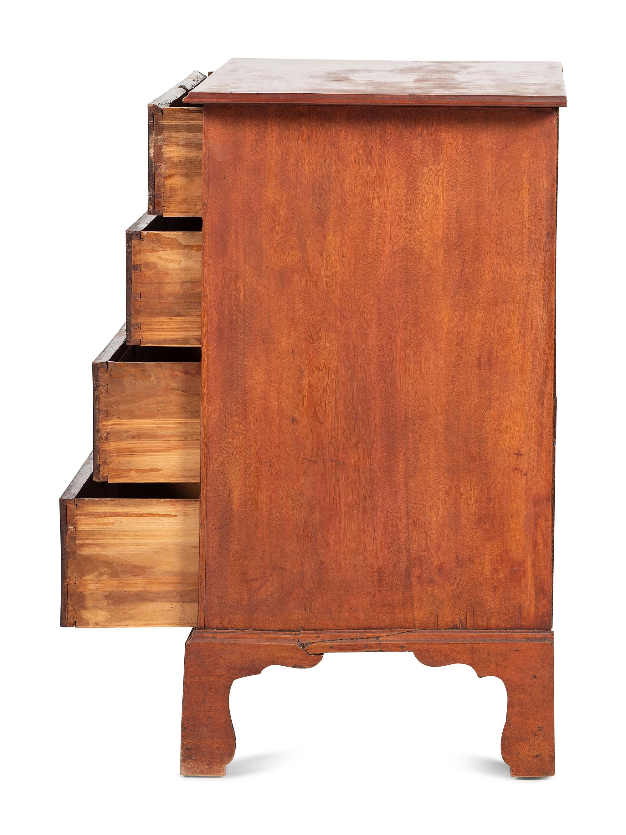 A Federal Flamed Birch Veneered and Maple Chest of Drawers