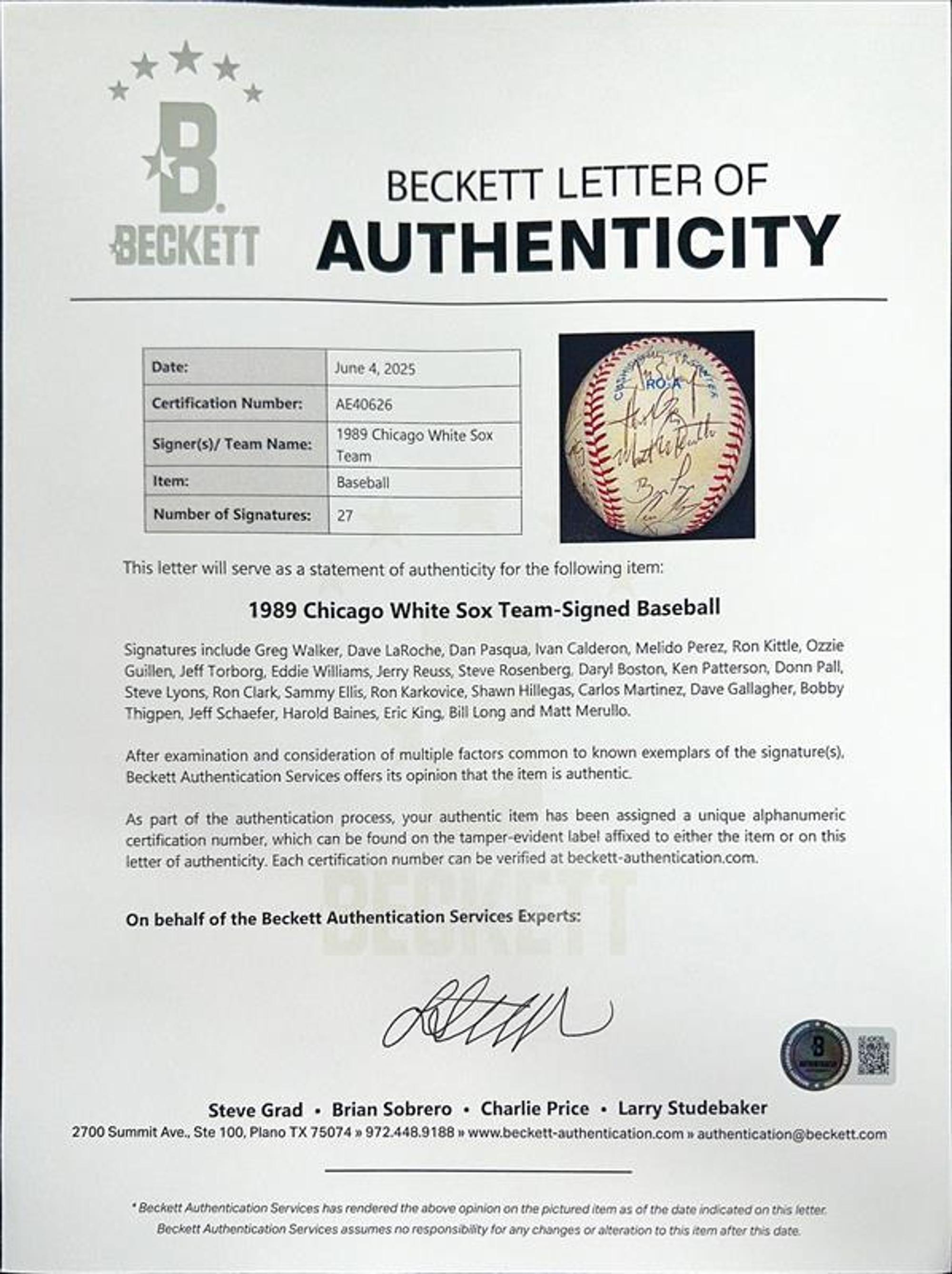 A Large Collection of Chicago White Sox Signed Autograph Items (Beckett Authentication Services)