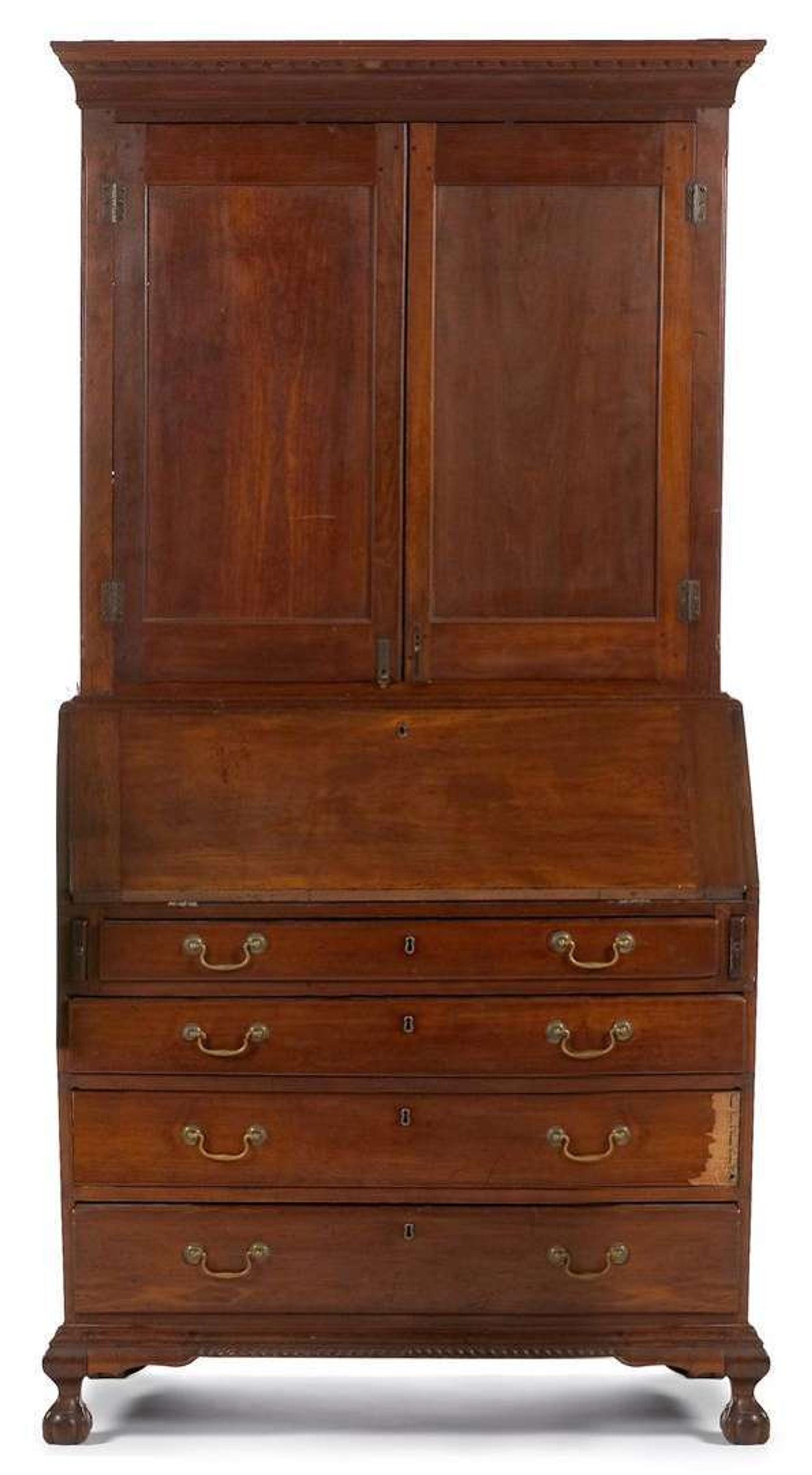 Cherrywood desk and bookcase new england, 18th century