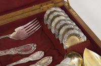 An extensive sterling silver flatware service for twelve in the "Indian Chrysanthemum" pattern, designed by Charles T. Grosjean, Tiffany & Co., New York, NY, circa 1880-1891