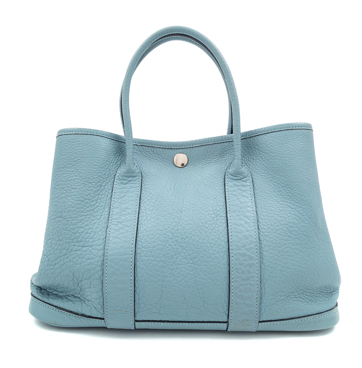Hermès Blue Garden Party Bag, 2009 7.75" H x 11.5" W x 5.25" D; Handle drop: 4.25"