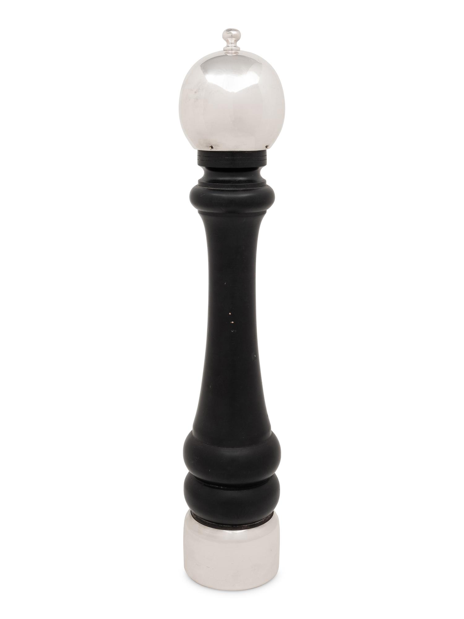 A Large Cartier Silver and Ebonized Wood Pepper Mill