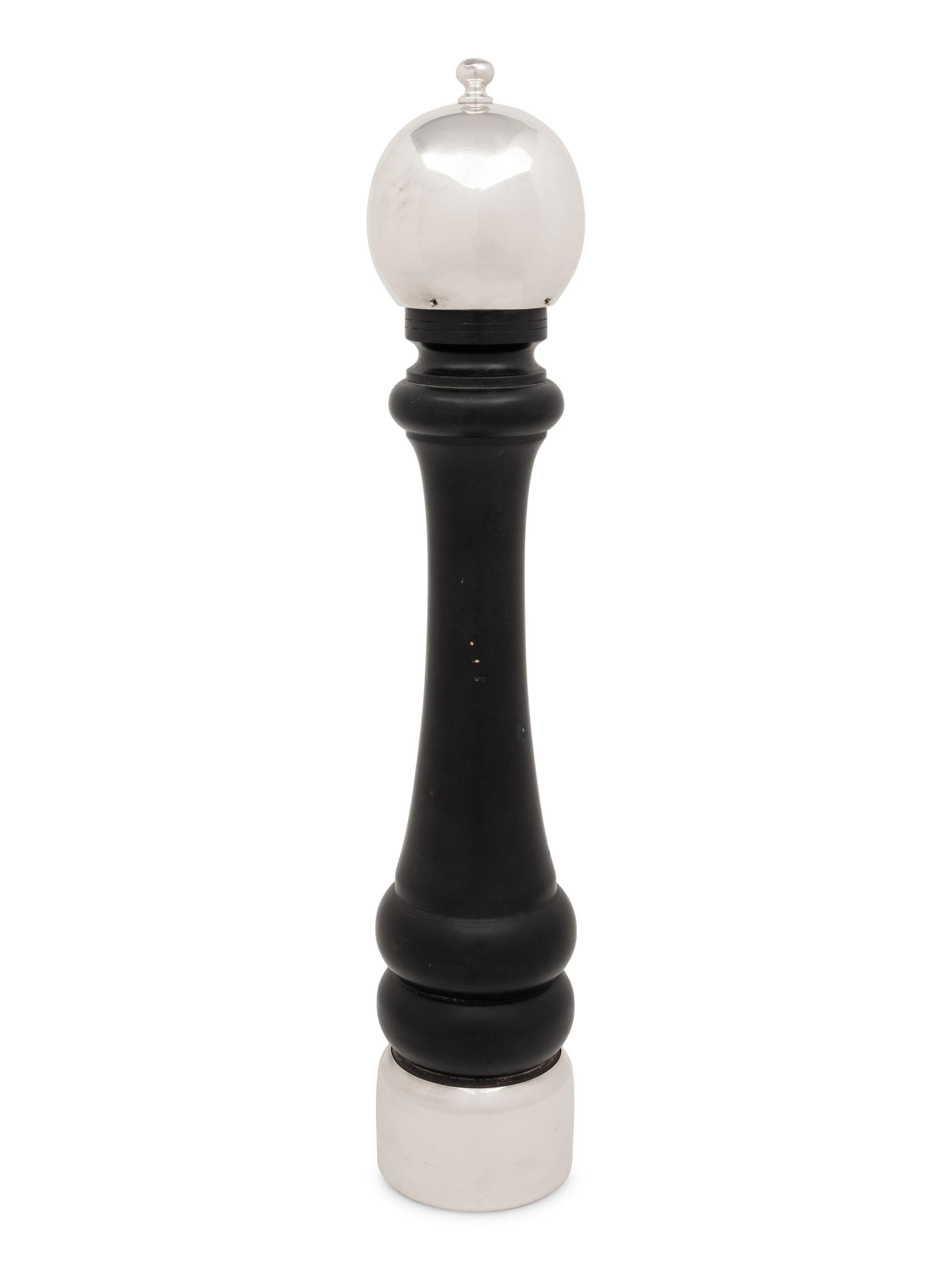 A Large Cartier Silver and Ebonized Wood Pepper Mill