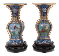 A Pair of Chinese Cloisonne Vases Height 10 inches. — 20TH CENTURY