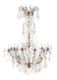 A Gilt Bronze and Cut Glass Twelve-Light Chandelier