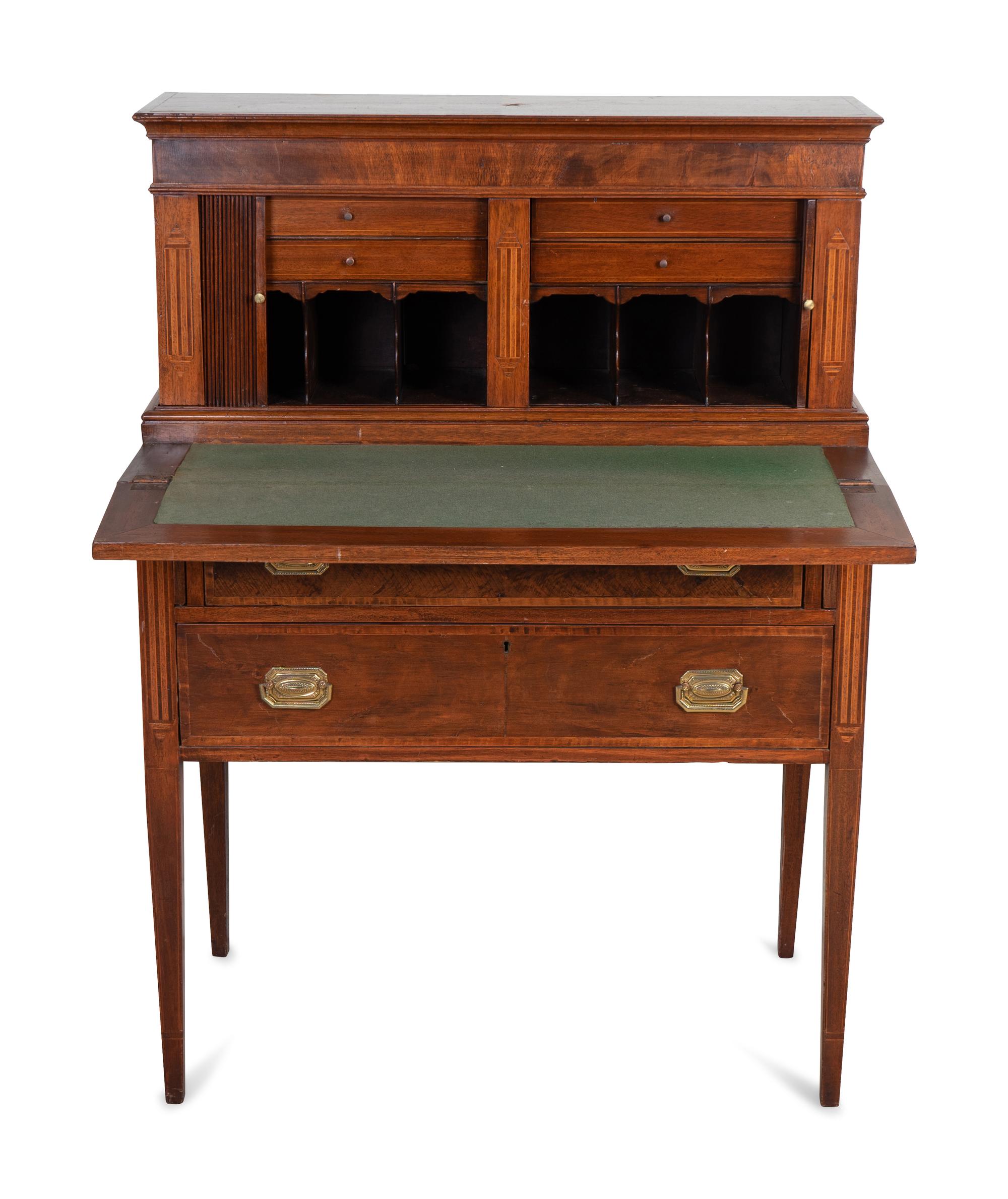 A Federal Inlaid Figured Mahogany Tabour Desk — 19TH CENTURY