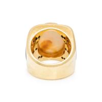 OPAL, DIAMOND AND ENAMEL RING