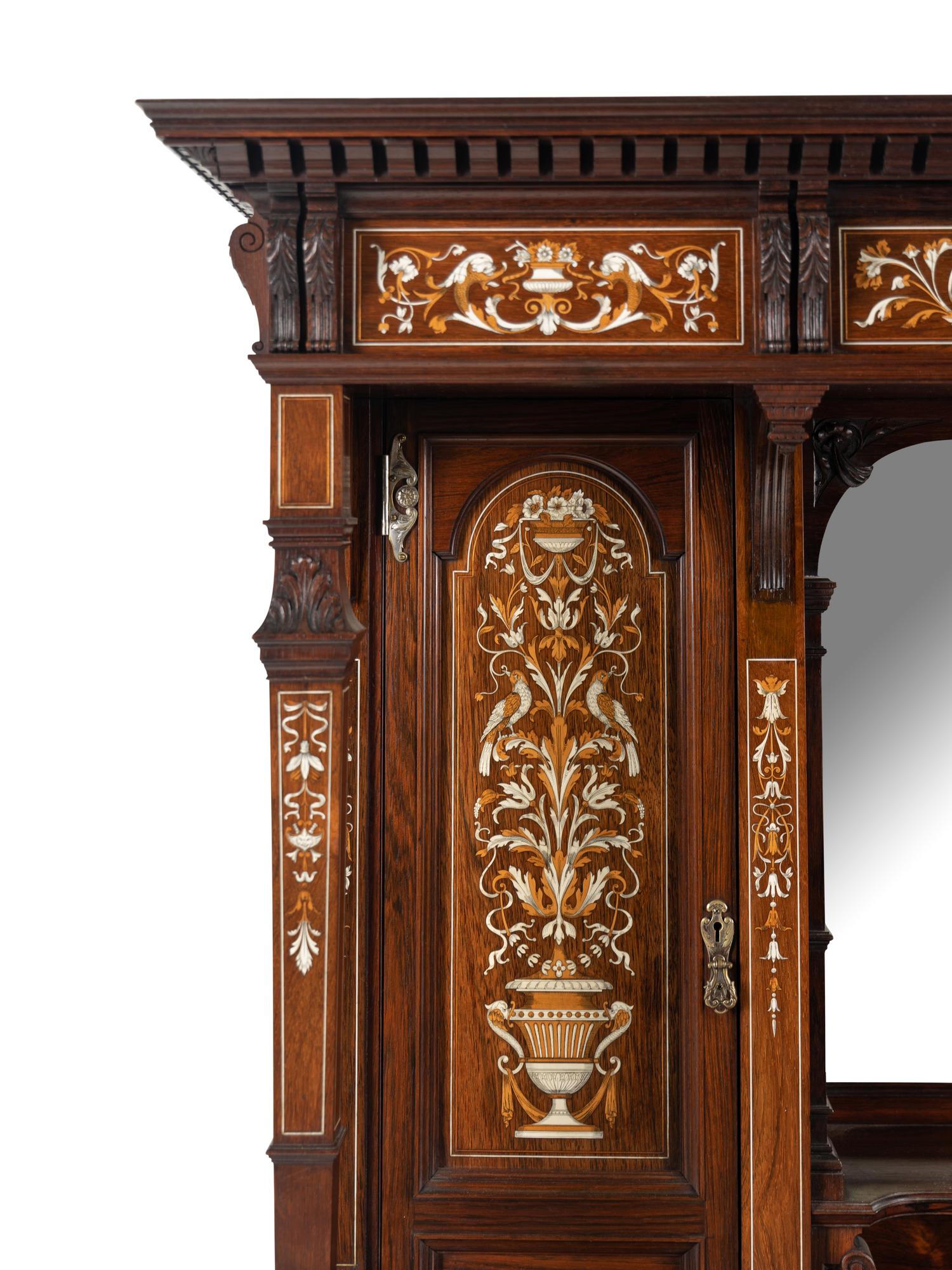 An English Rosewood, Marquetry and Bone Inlaid Cabinet