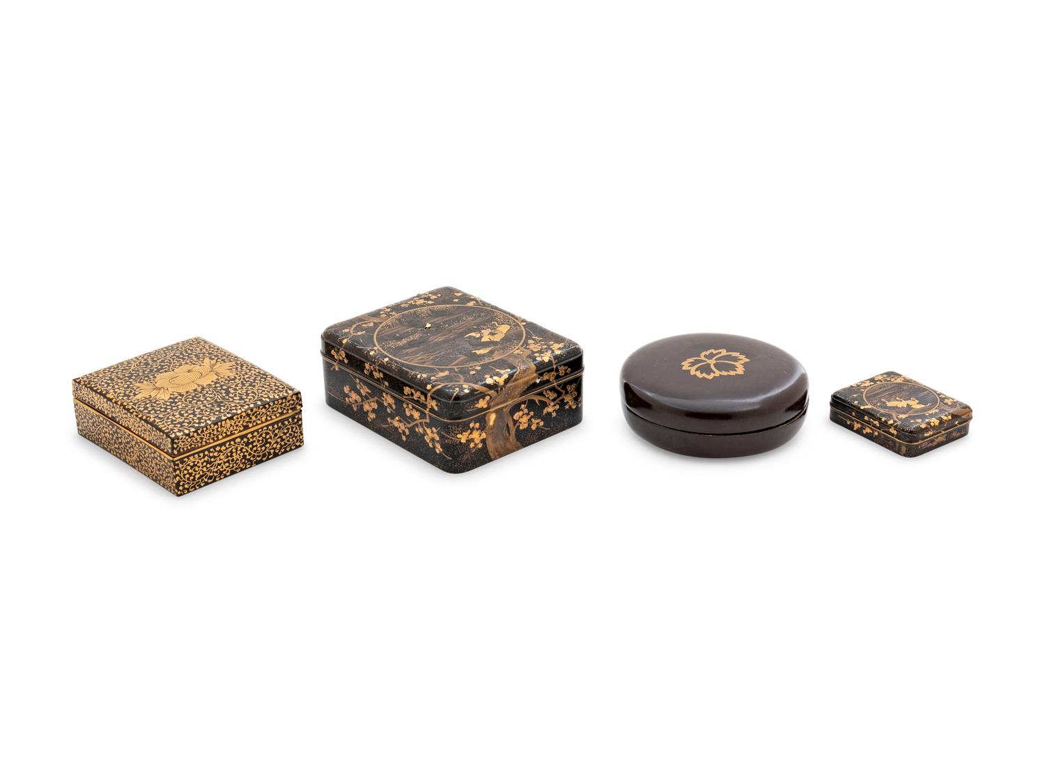 Four Gold and Black Lacquer Scholar's Objects