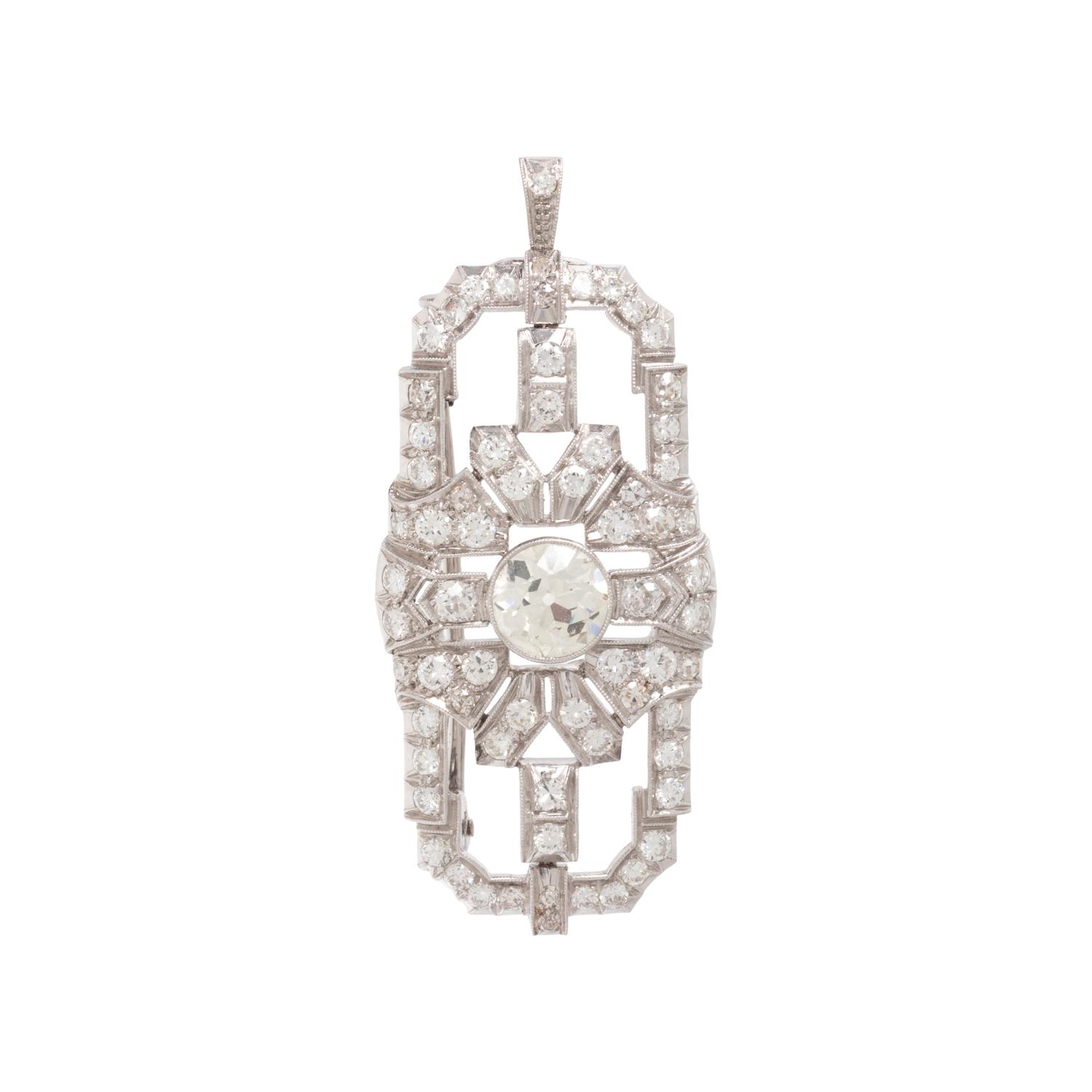 WHITE GOLD AND DIAMOND PENDANT/BROOCH