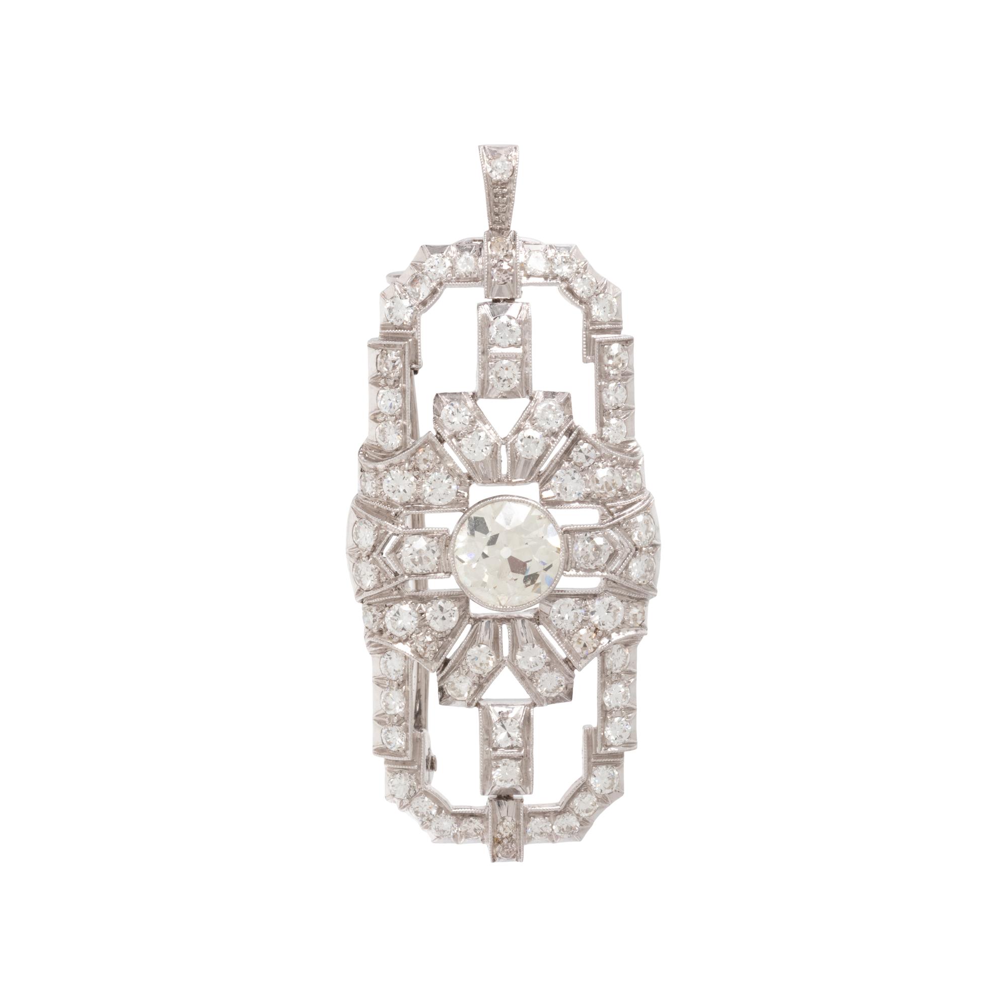 WHITE GOLD AND DIAMOND PENDANT/BROOCH