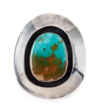 Navajo Silver Shadow Box Pin / Pendant, with Royston Turquoise