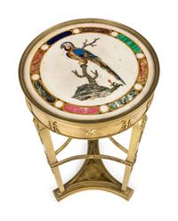 An Italian Neoclassical Gilt Metal and Pietra Dura Inset Table