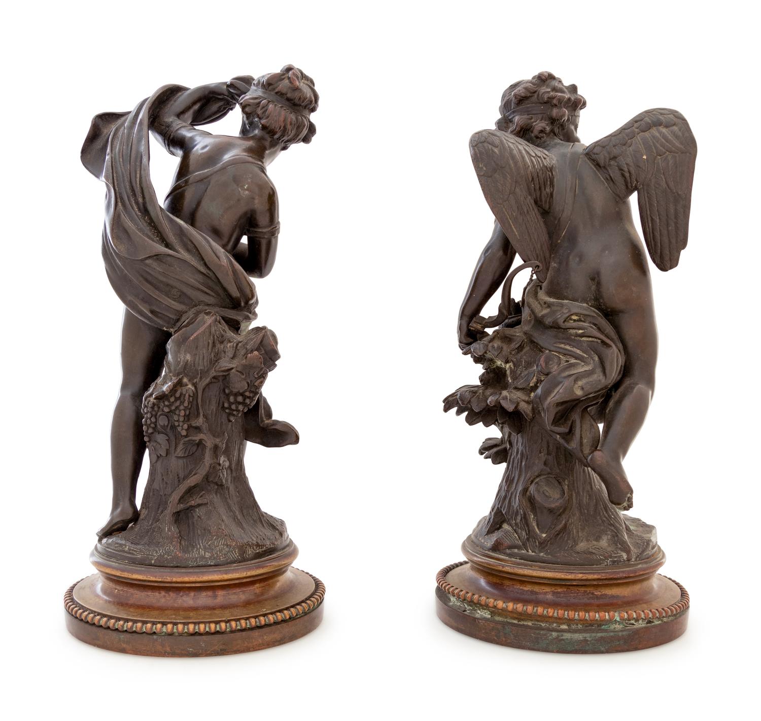 A Pair of Bronze Figures of Cupid and Psyche