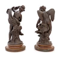 A Pair of Bronze Figures of Cupid and Psyche