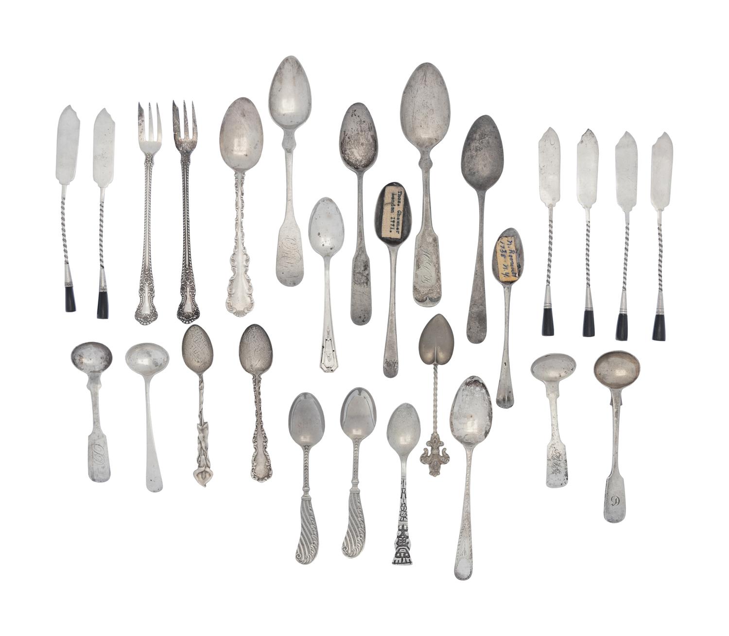 A Collection of American and George III Silver Spoons