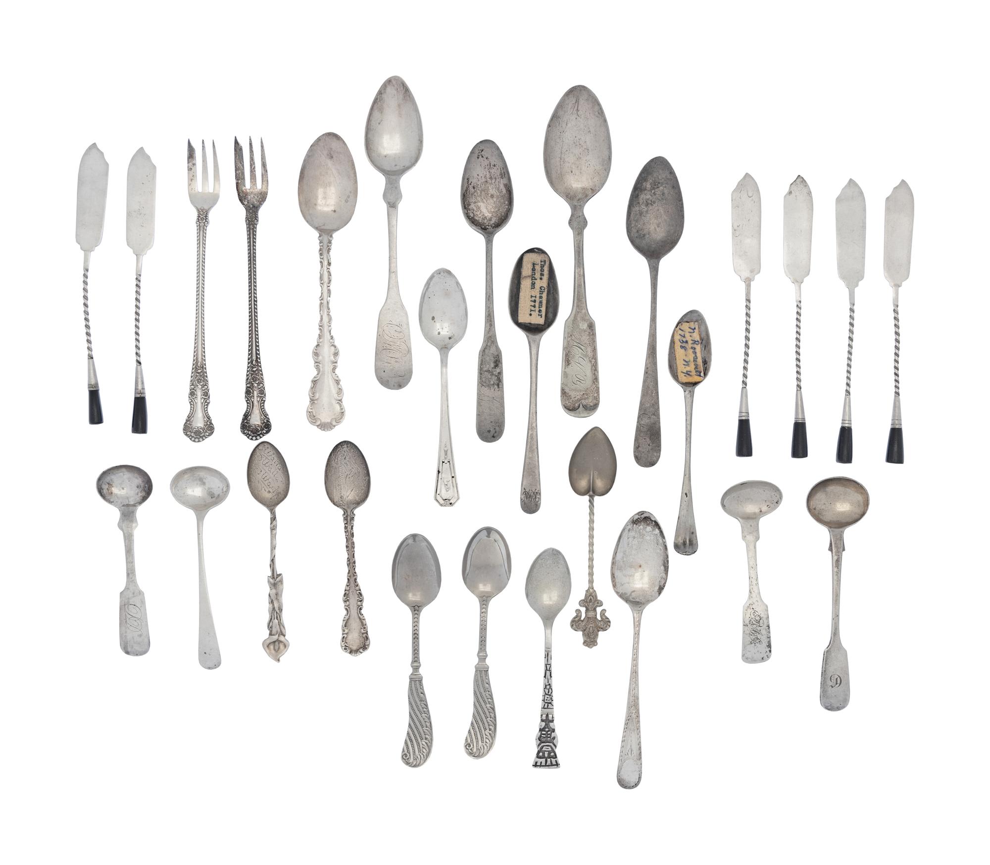 A Collection of American and George III Silver Spoons