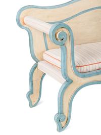 An Italian Cream and Blue-Painted Bench