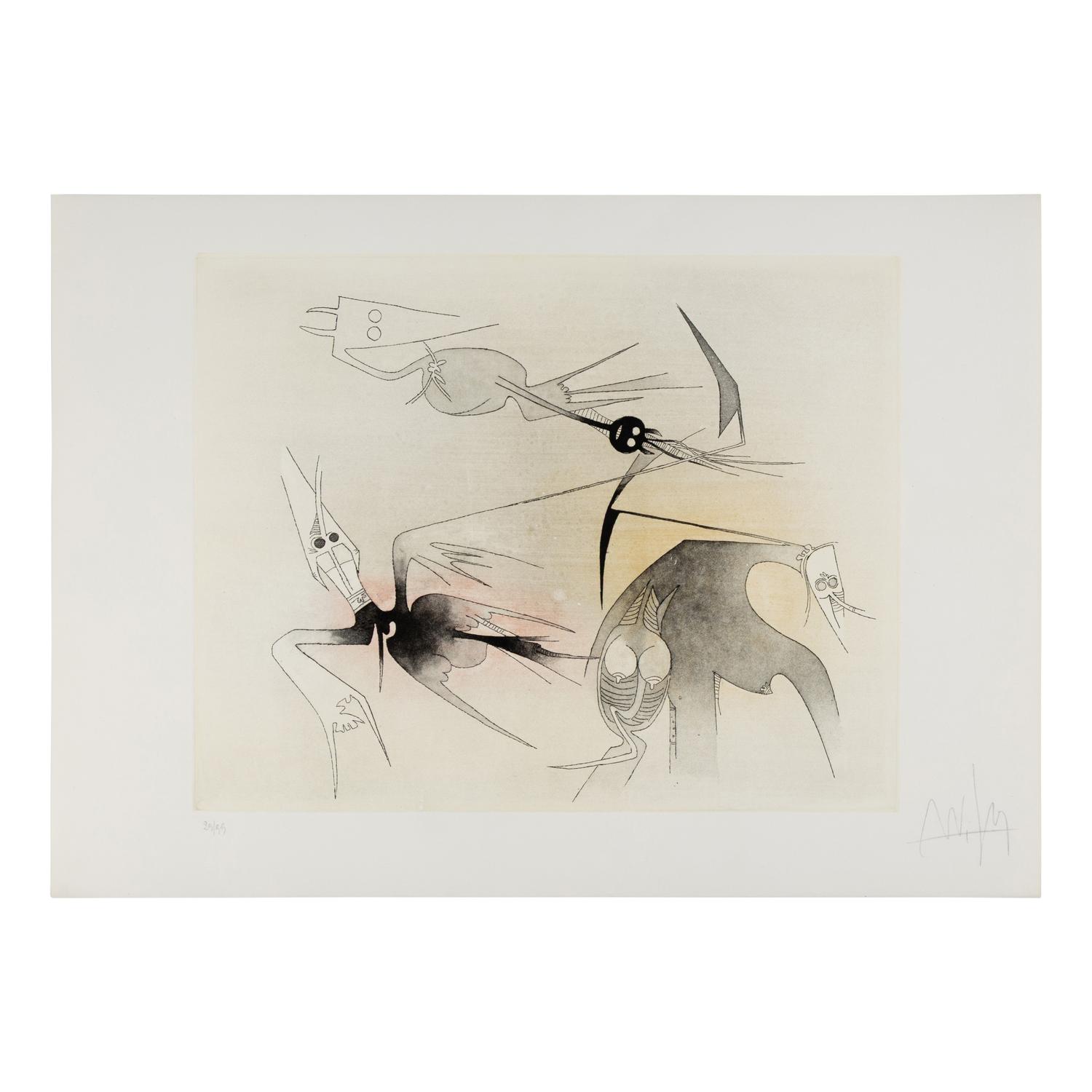 Wifredo Lam (Cuban, 1902-1982) — Two works from Visible Invisible , 1972