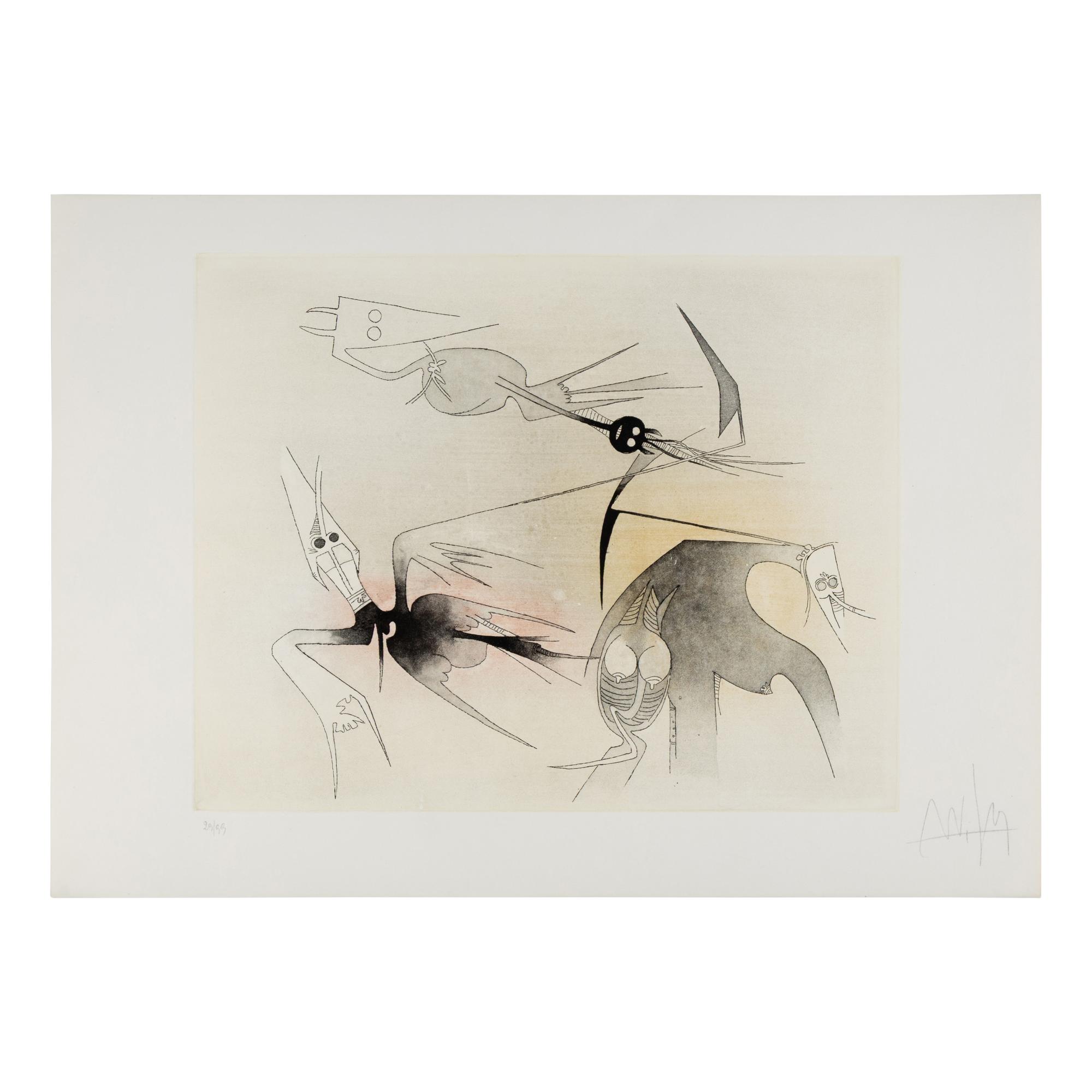 Wifredo Lam (Cuban, 1902-1982) — Two works from Visible Invisible , 1972